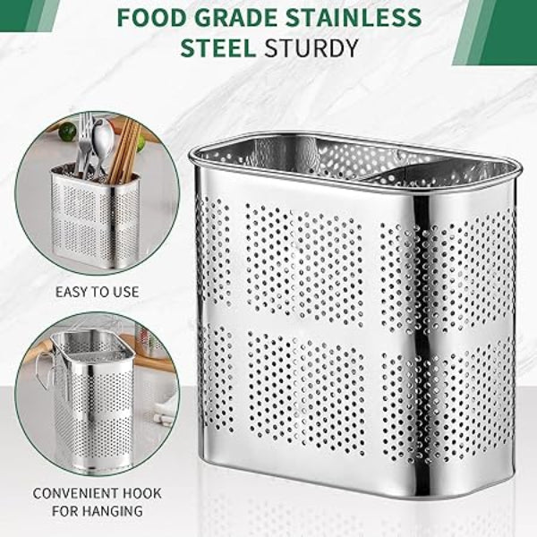 Stainless Steel Utensil Drying Cutlery Holder Rack