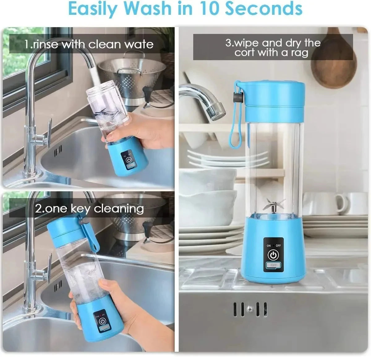 Rechargeable Portable 6 Blades Fruit Juicer 380 ml