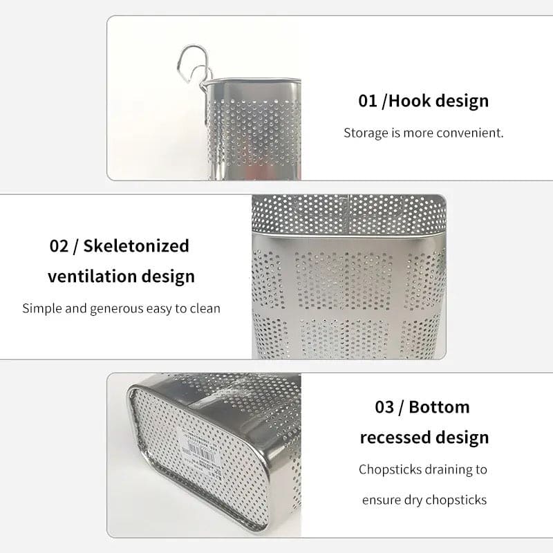 Stainless Steel Utensil Drying Cutlery Holder Rack