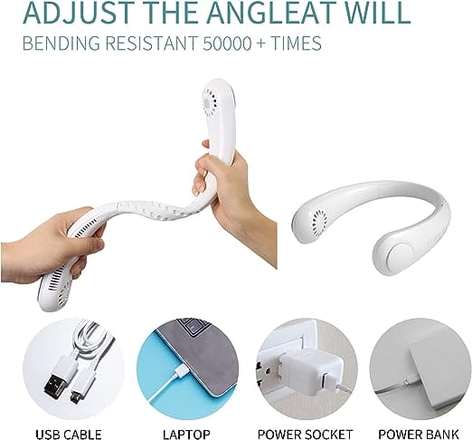Bladeless Portable Neck Fan – Hands-Free, Rechargeable & Travel-Ready Cooler