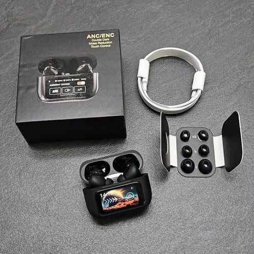 Airpods A9 Pro Touch Screen - ANC Wireless Earbuds With Bluetooth 5.0, LCD Display
