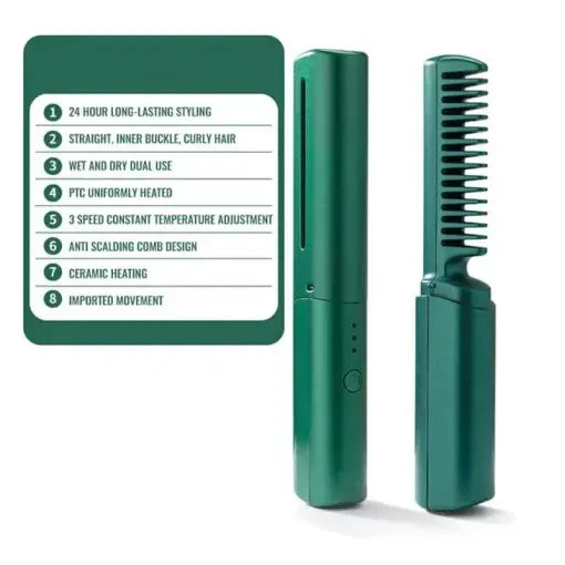 Hair Straightener Rechargeable Cordless Travel Comb - Latest Hairdressing Comb