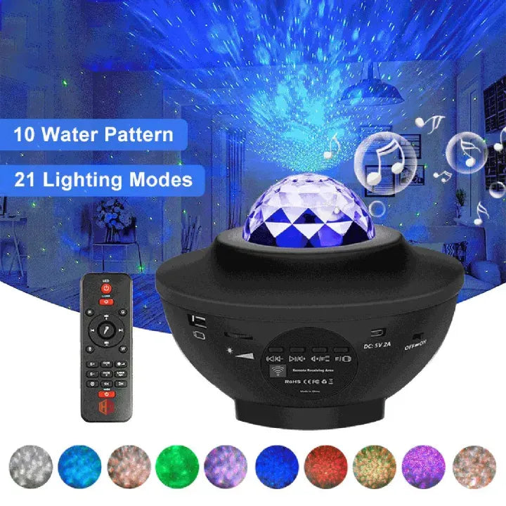 Projector Galaxy Night Light with Ocean Wave Music Speaker Sky Light Projector
