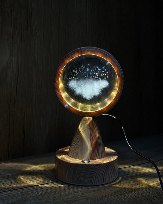 Astronaut Crystal Globe Lamp – Wooden Base Projector Light