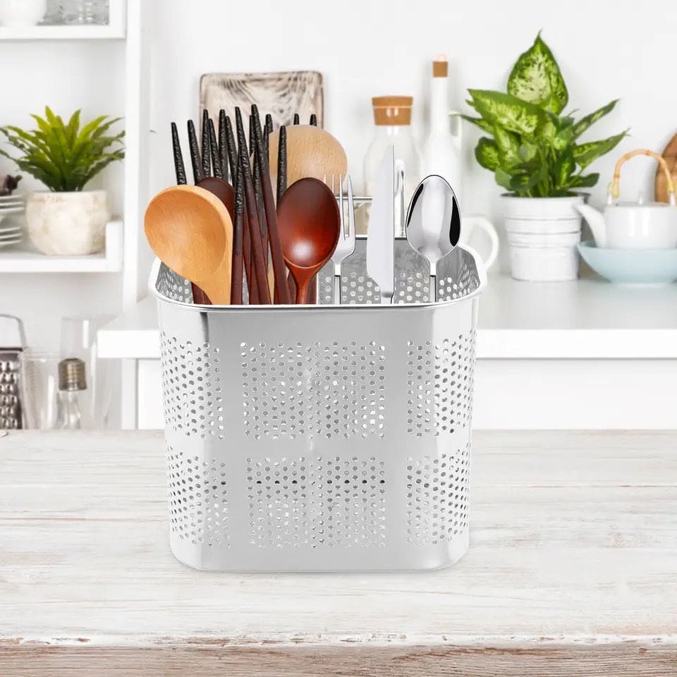 Stainless Steel Utensil Drying Cutlery Holder Rack
