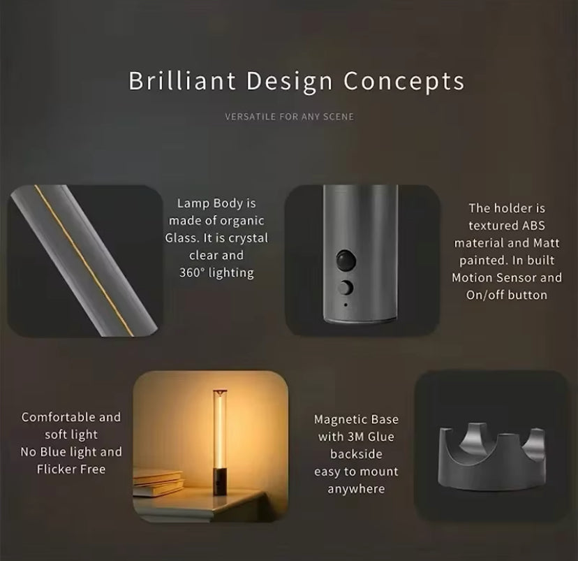 "Magnetic LED Cordless Wall & Desk Light – Touch Control Night Decor"